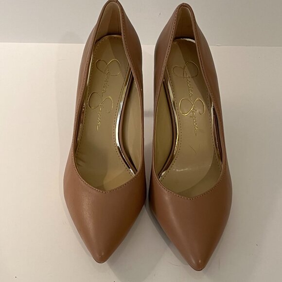 Jessica Simpson JP Haneh Tan Pointed Toe Leather Stiletto Heels Women's 6.5M EUC - Picture 4 of 13
